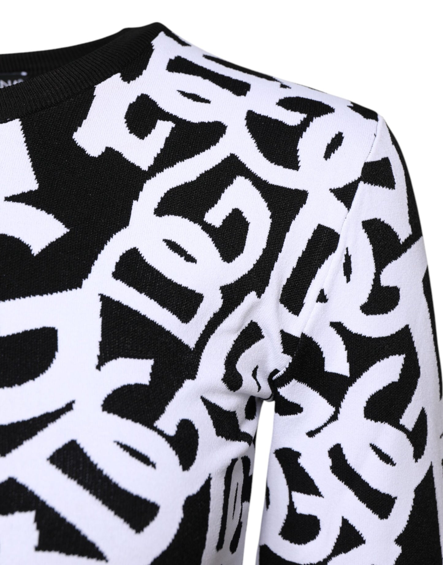 Pull en tricot noir et blanc à imprimé logo pour femme de Dolce & Gabbana