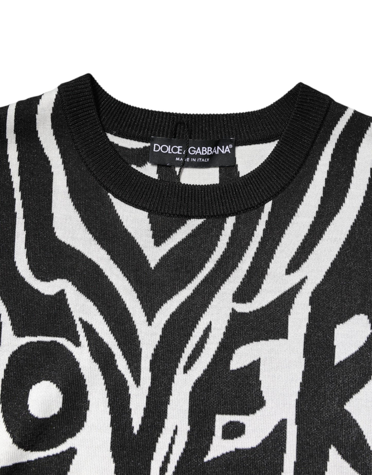 Pull en jersey noir et blanc à imprimé pour femme de Dolce & Gabbana