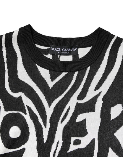 Pull en jersey noir et blanc à imprimé pour femme de Dolce & Gabbana
