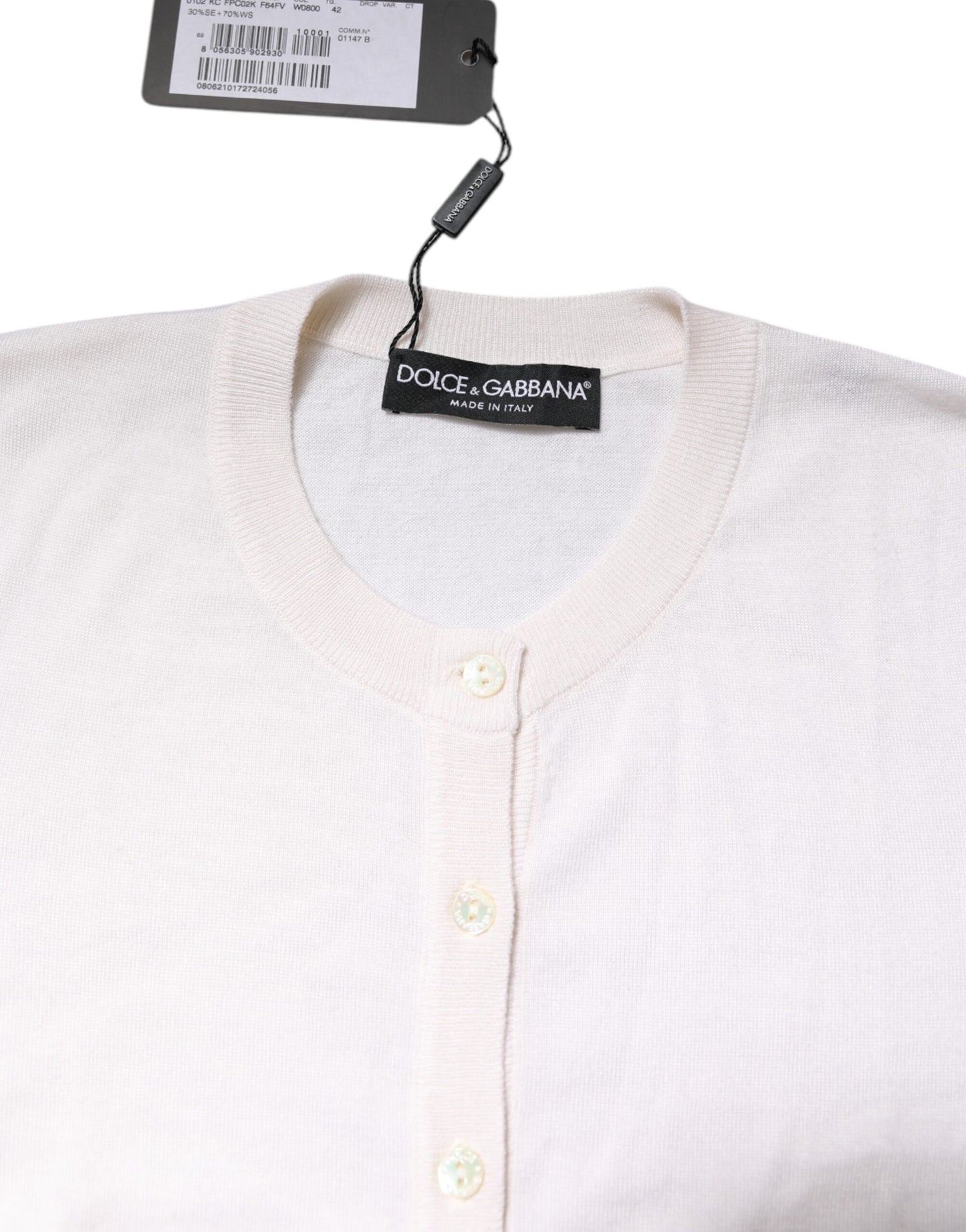 Dolce & Gabbana Cardigan en cachemire blanc à col rond