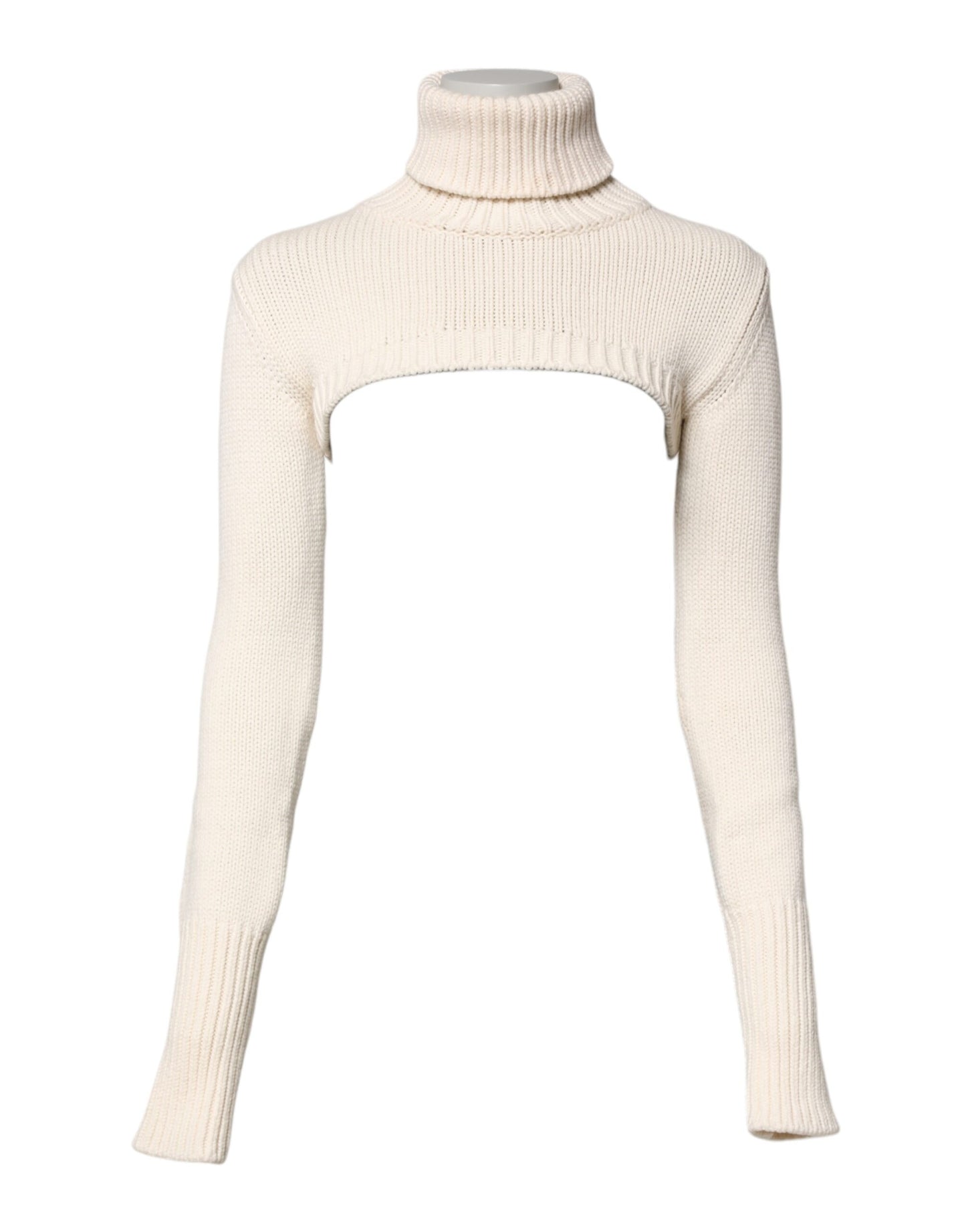 Dolce & Gabbana Ivoren Cashmere Turtleneck Cropped Top Trui