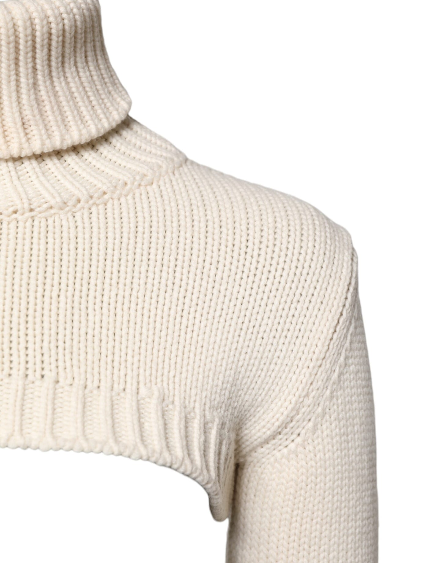 Dolce & Gabbana Ivoren Cashmere Turtleneck Cropped Top Trui