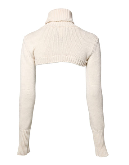 Dolce & Gabbana Ivoren Cashmere Turtleneck Cropped Top Trui