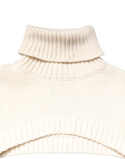 Dolce & Gabbana Ivoren Cashmere Turtleneck Cropped Top Trui
