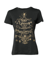 Dolce & Gabbana T-shirt Noir en Coton à Col Rond et Manches Courtes