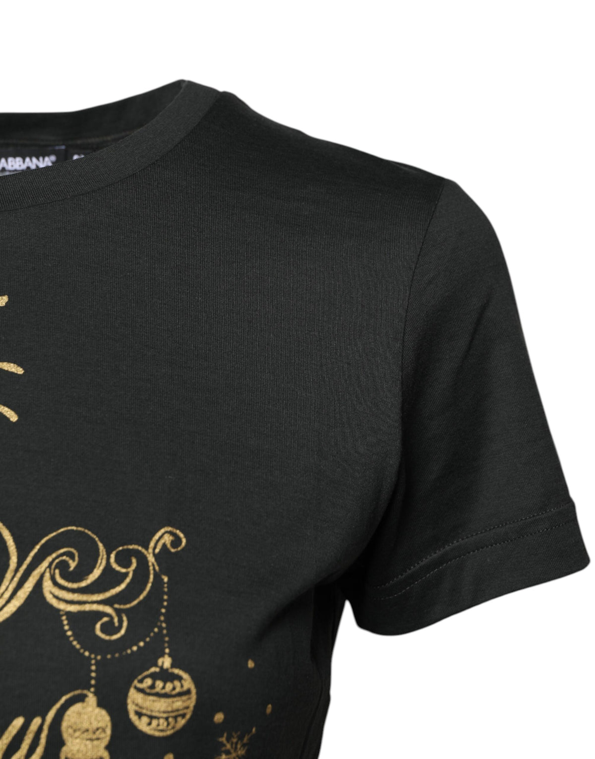 Dolce & Gabbana T-shirt Noir en Coton à Col Rond et Manches Courtes