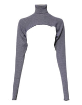 Dolce & Gabbana Gray Wool Knit Turtleneck Cropped Sweater