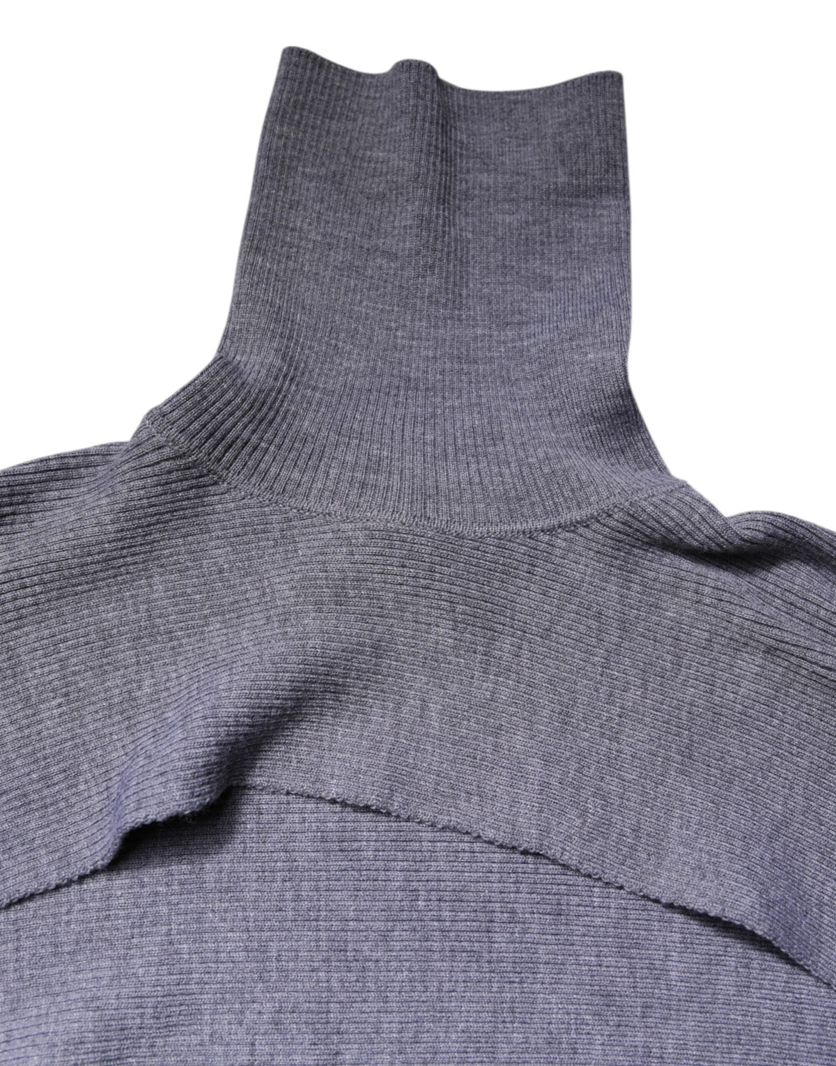 Dolce & Gabbana Gray Wool Knit Turtleneck Cropped Sweater
