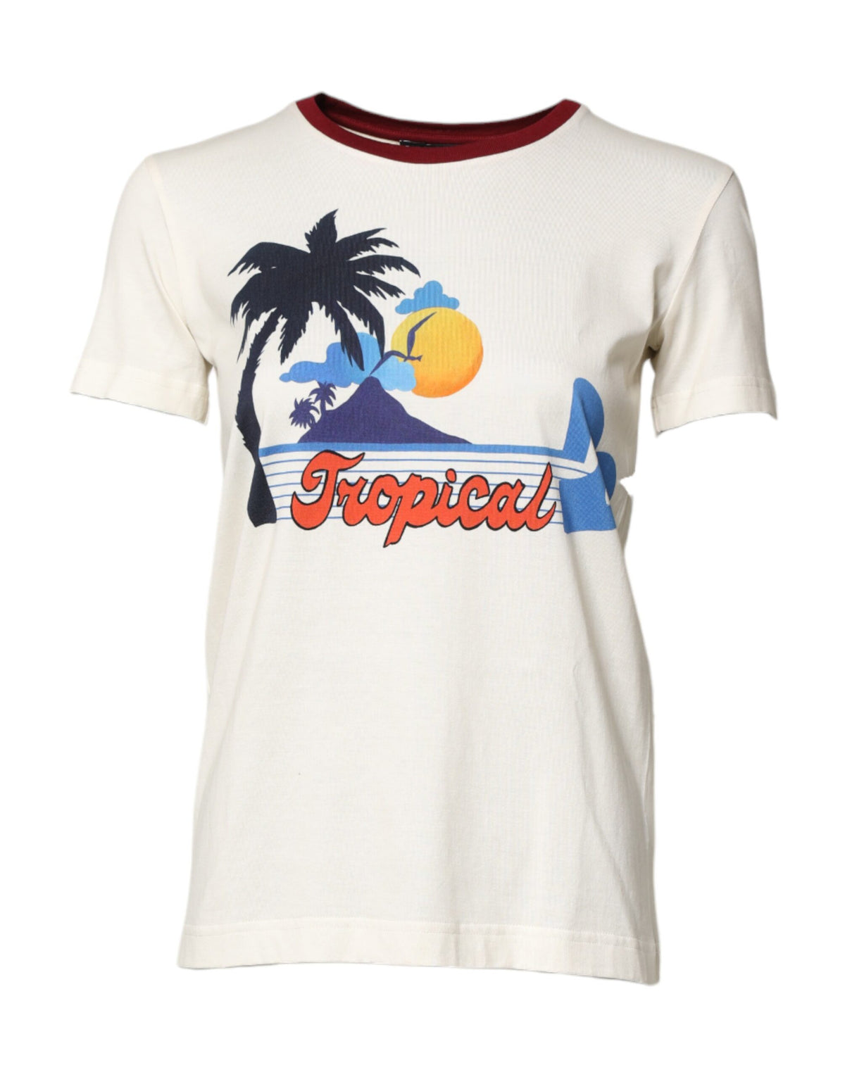 Dolce & Gabbana T-shirt Femme Blanc en Coton Imprimé à Manches Courtes