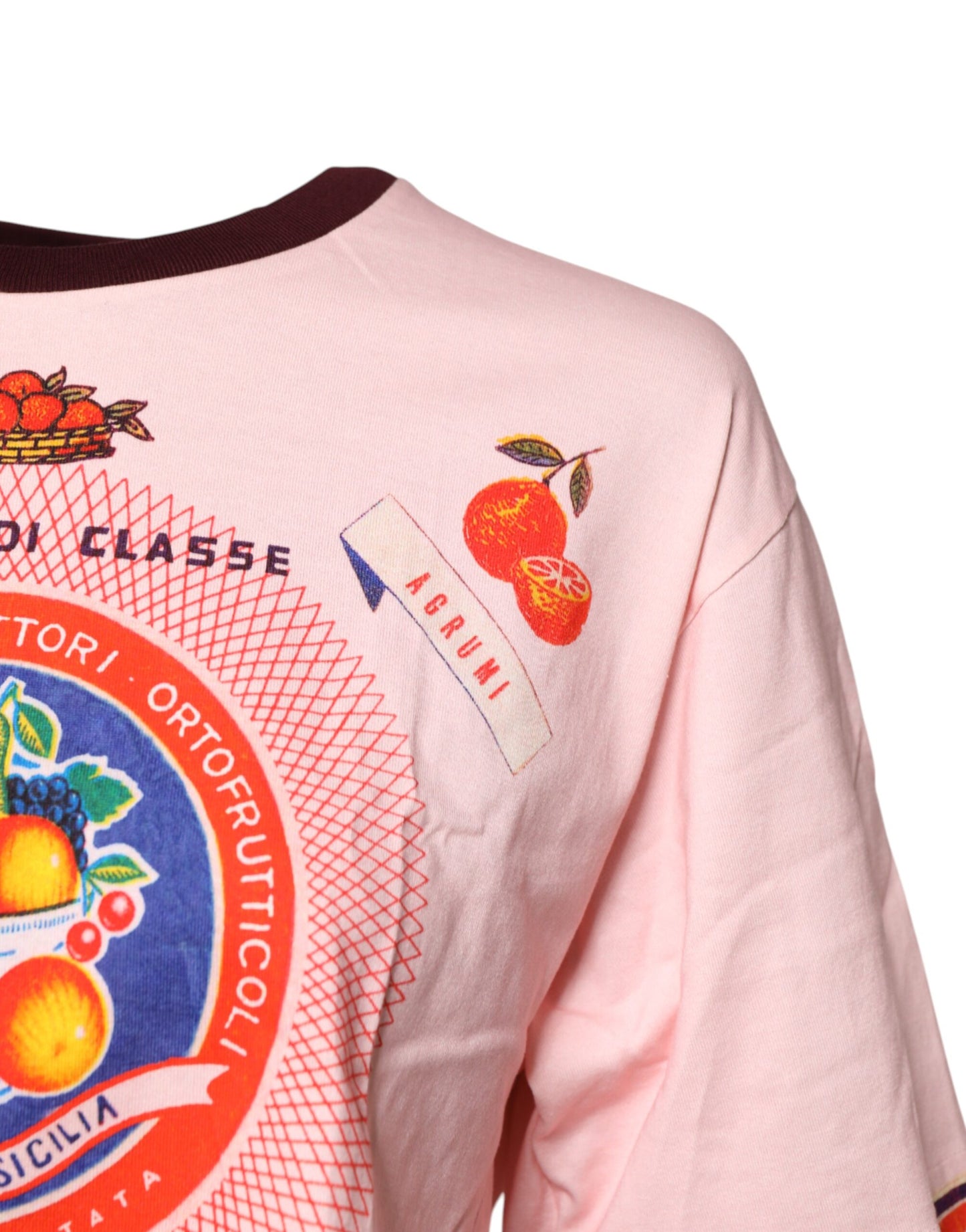 Dolce & Gabbana roze bedrukte katoenen cropped top met korte mouwen