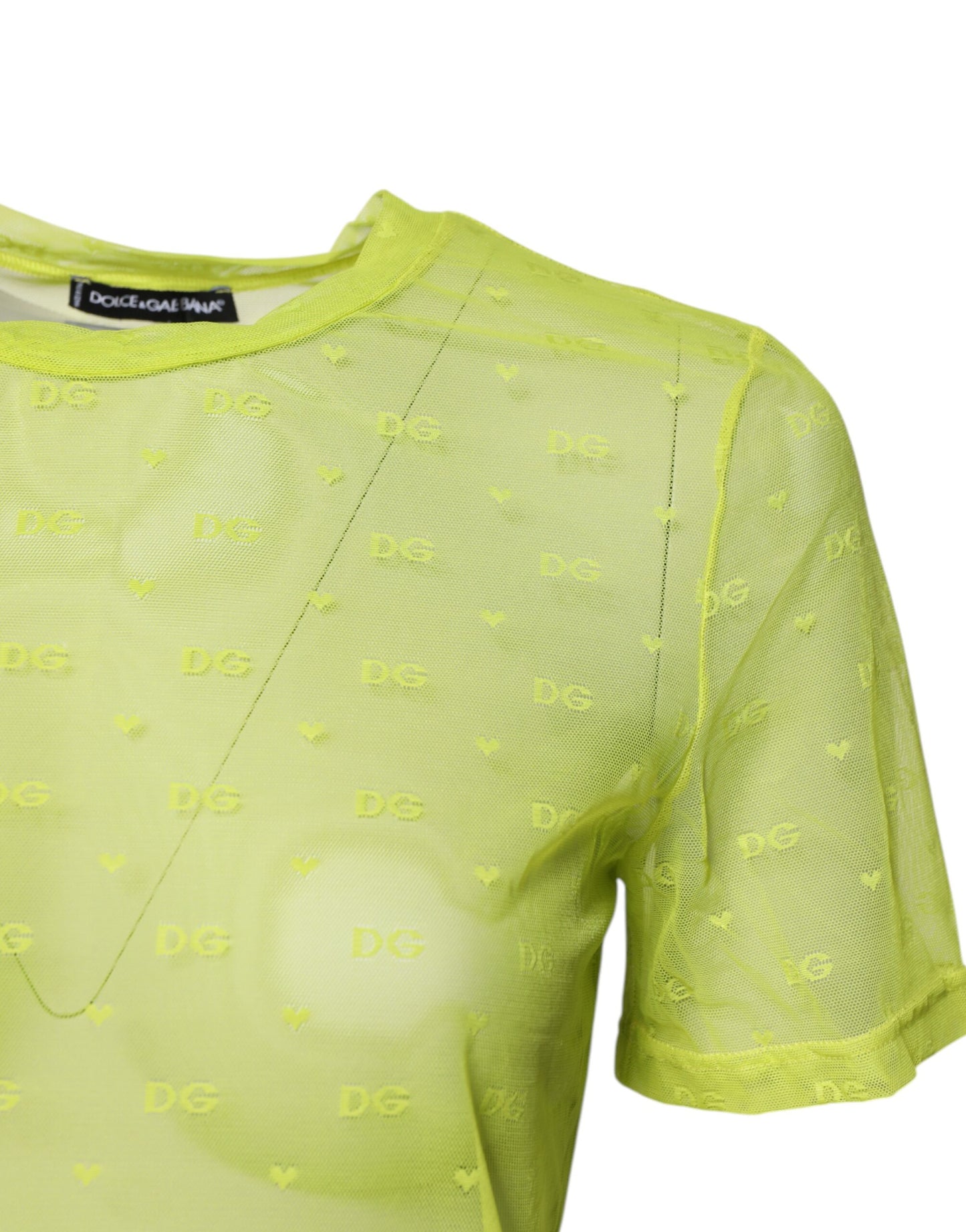 Dolce & Gabbana groen nylon doorschijnend dames topje met korte mouwen