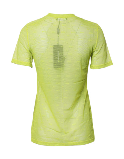 Dolce & Gabbana groen nylon doorschijnend dames topje met korte mouwen