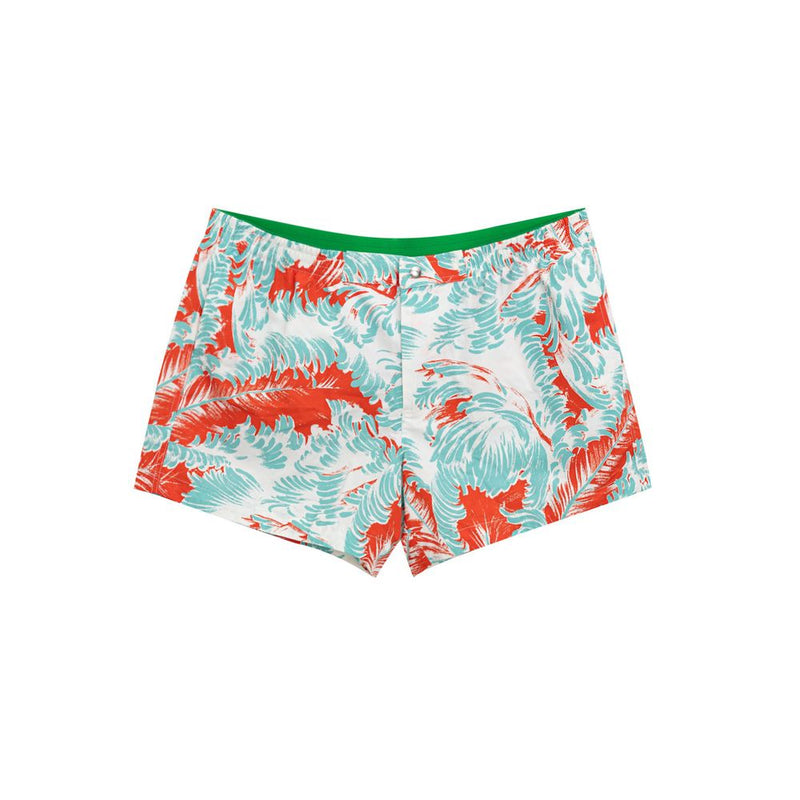 Bottega Veneta White Polyamide Swim Short with Feather Print