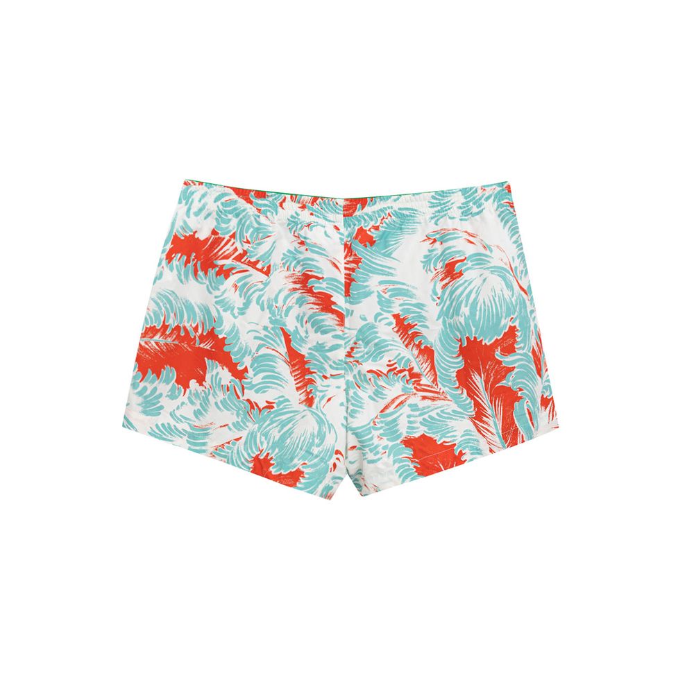 Bottega Veneta White Polyamide Swim Short with Feather Print