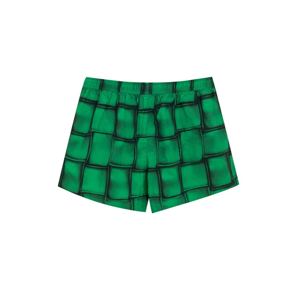 Bottega Veneta Green Polyamide Swim Short with Cassette Print