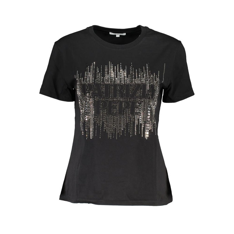 Patrizia Pepe T-Shirt Femme Noir en Coton - Élégant et Polyvalent