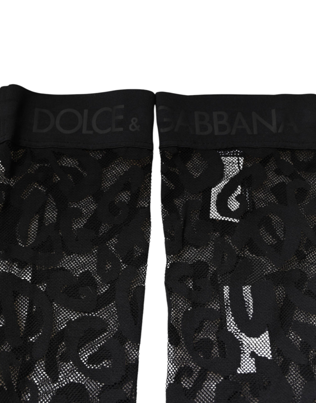 Dolce & Gabbana Black Floral Lace Cotton Stretch Stockings