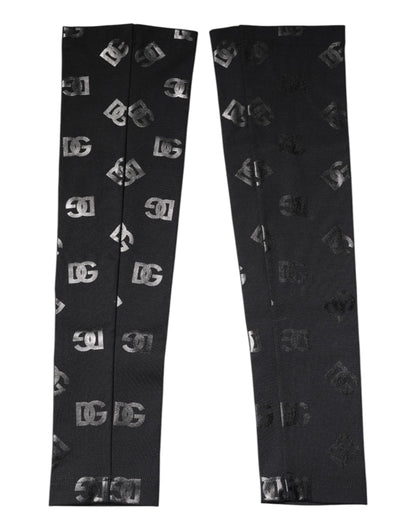 Dolce & Gabbana Zwarte DG Logo Monogram Wollen Stretch Arm Mouwen