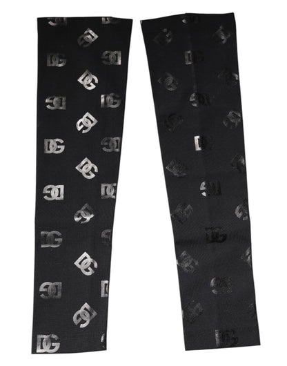 Dolce & Gabbana Zwarte DG Logo Monogram Wollen Stretch Arm Mouwen