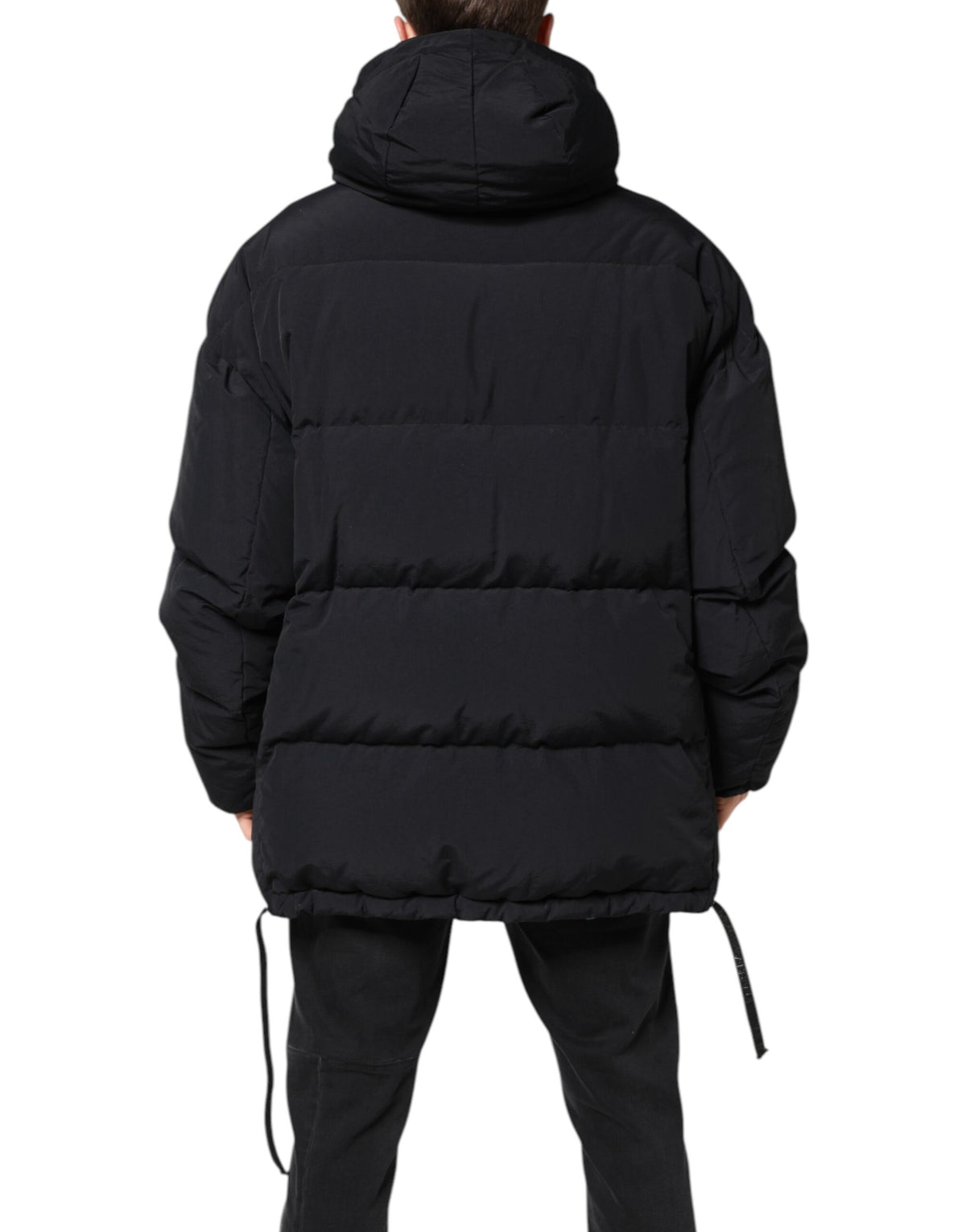Parka à capuche zippée en nylon noir de Dolce & Gabbana