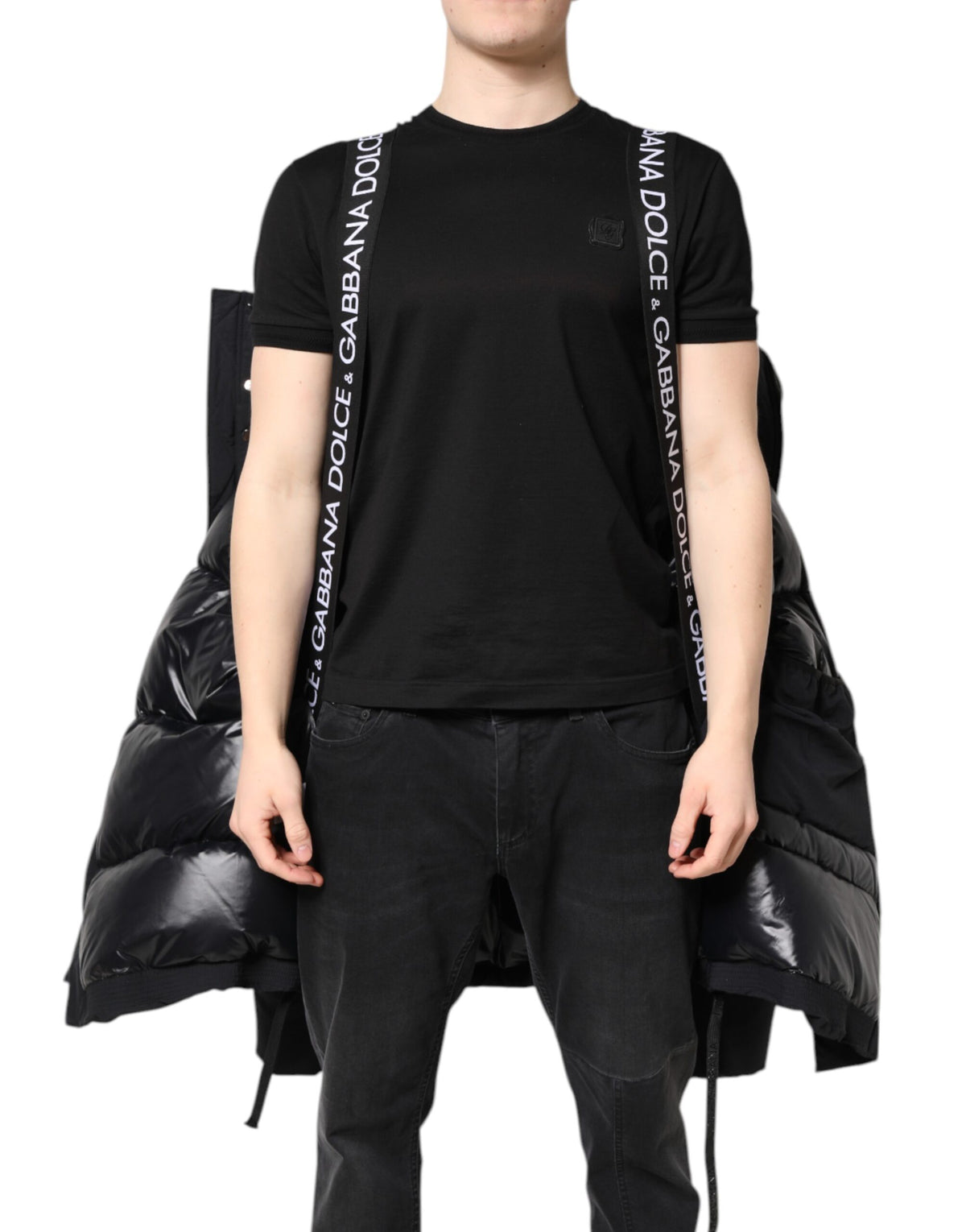 Parka à capuche zippée en nylon noir de Dolce & Gabbana