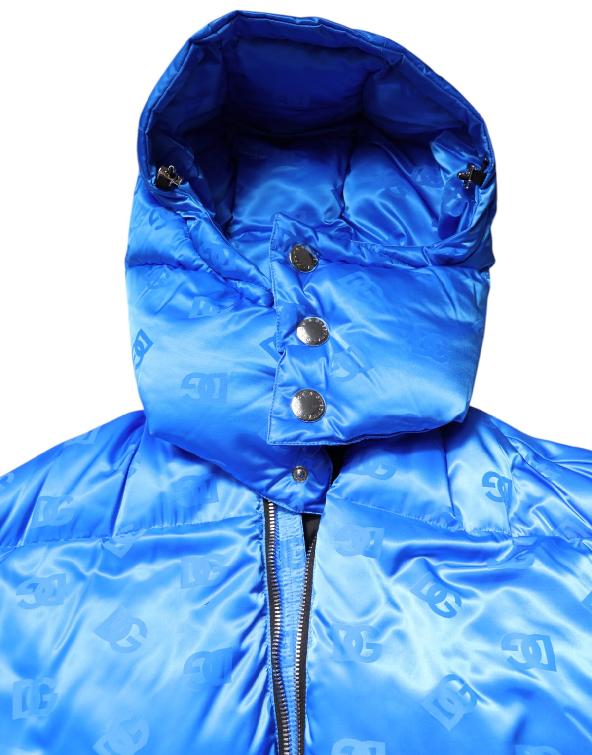 Veste matelassée à capuche zippée avec logo bleu de Dolce & Gabbana