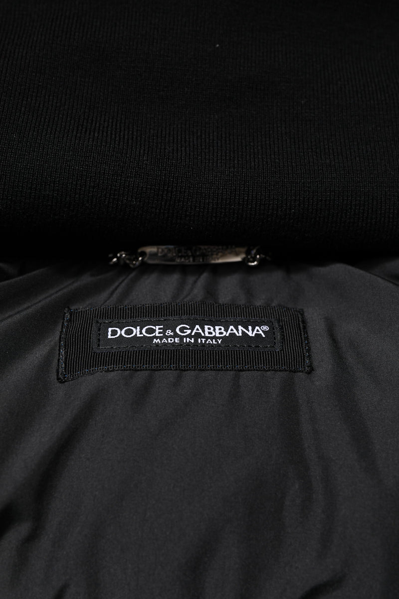 Veste matelassée à capuche zippée avec logo bleu de Dolce & Gabbana