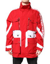 Veste coupe-vent à fermeture éclair intégrale en nylon rouge et blanc de Dolce & Gabbana