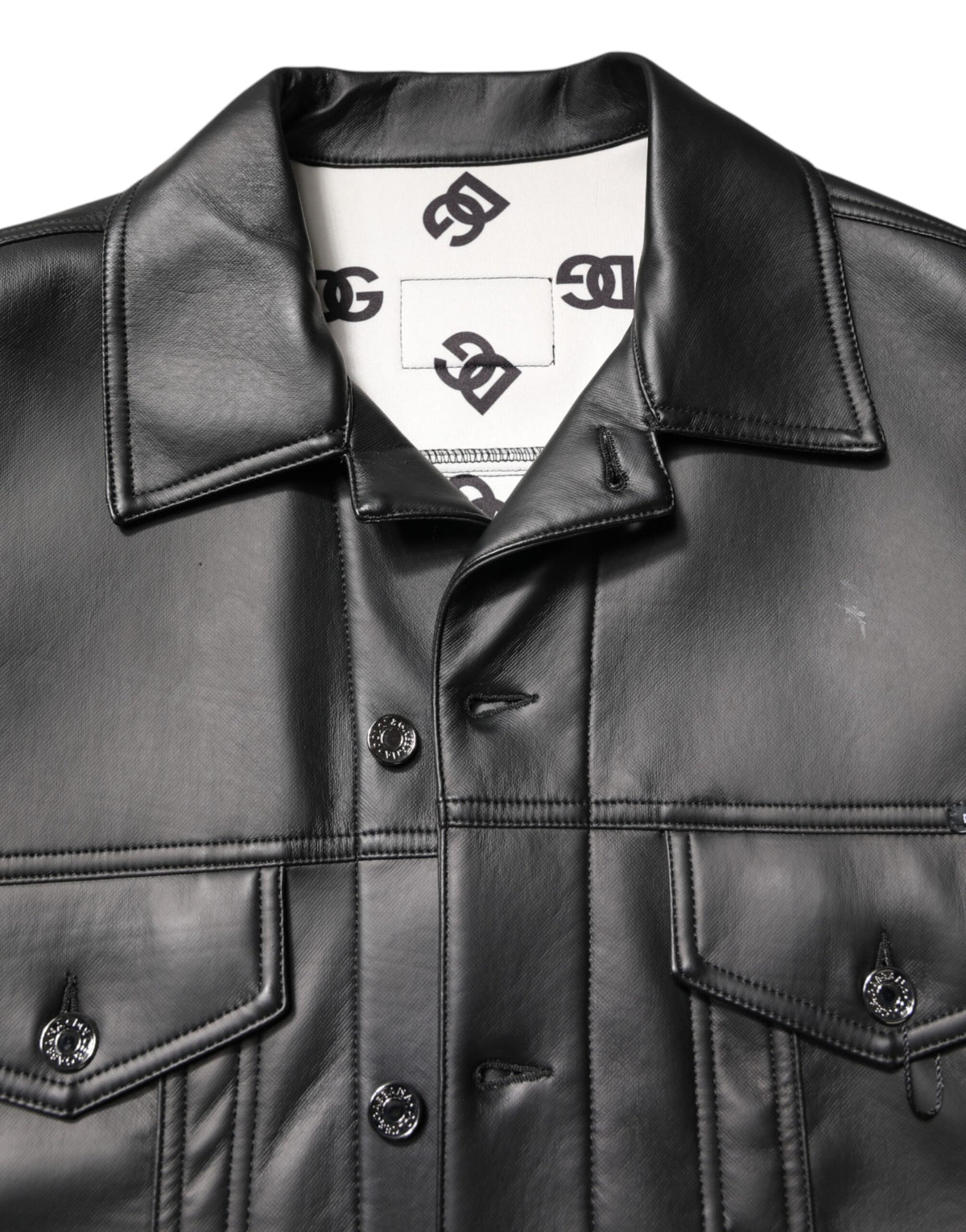 Veste motard à boutons en polyester noir de Dolce & Gabbana
