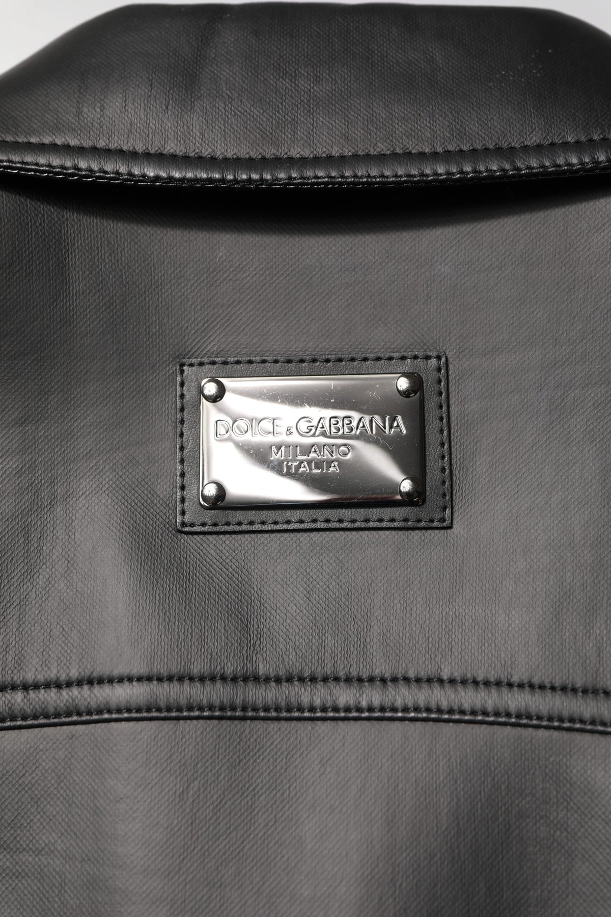 Veste motard à boutons en polyester noir de Dolce & Gabbana