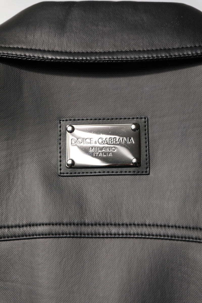Veste motard à boutons en polyester noir de Dolce & Gabbana