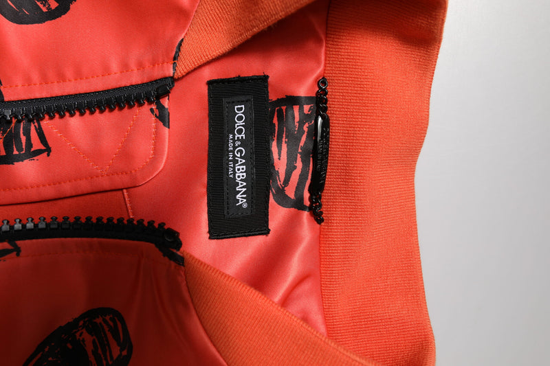 Bomber Jacket à Fermeture Éclair pour Homme, Orange, avec Cœur DG de Dolce & Gabbana