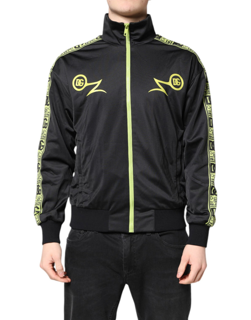 Bomber à col montant zippé noir avec logo Dolce & Gabbana