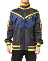 Bomber Jacket à Rayures Noires et Logo, Fermeture Éclair Complète, Dolce & Gabbana