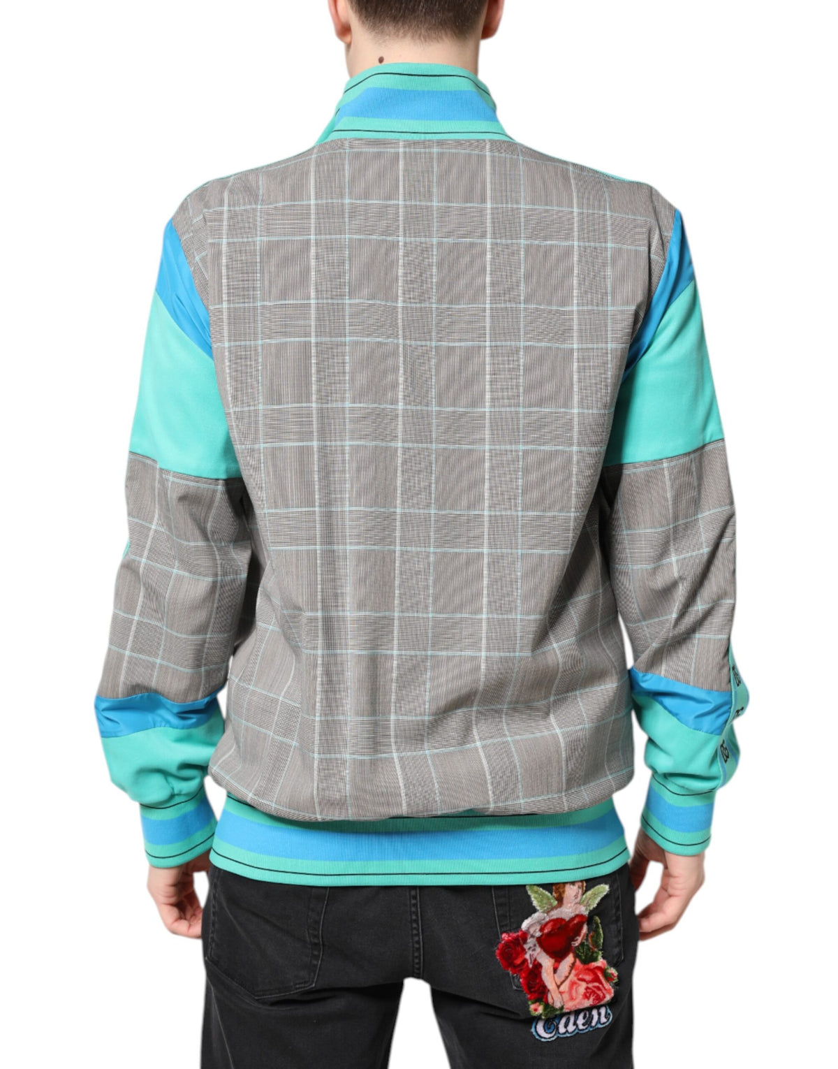 Veste coupe-vent à fermeture éclair et imprimé écossais multicolore de Dolce & Gabbana