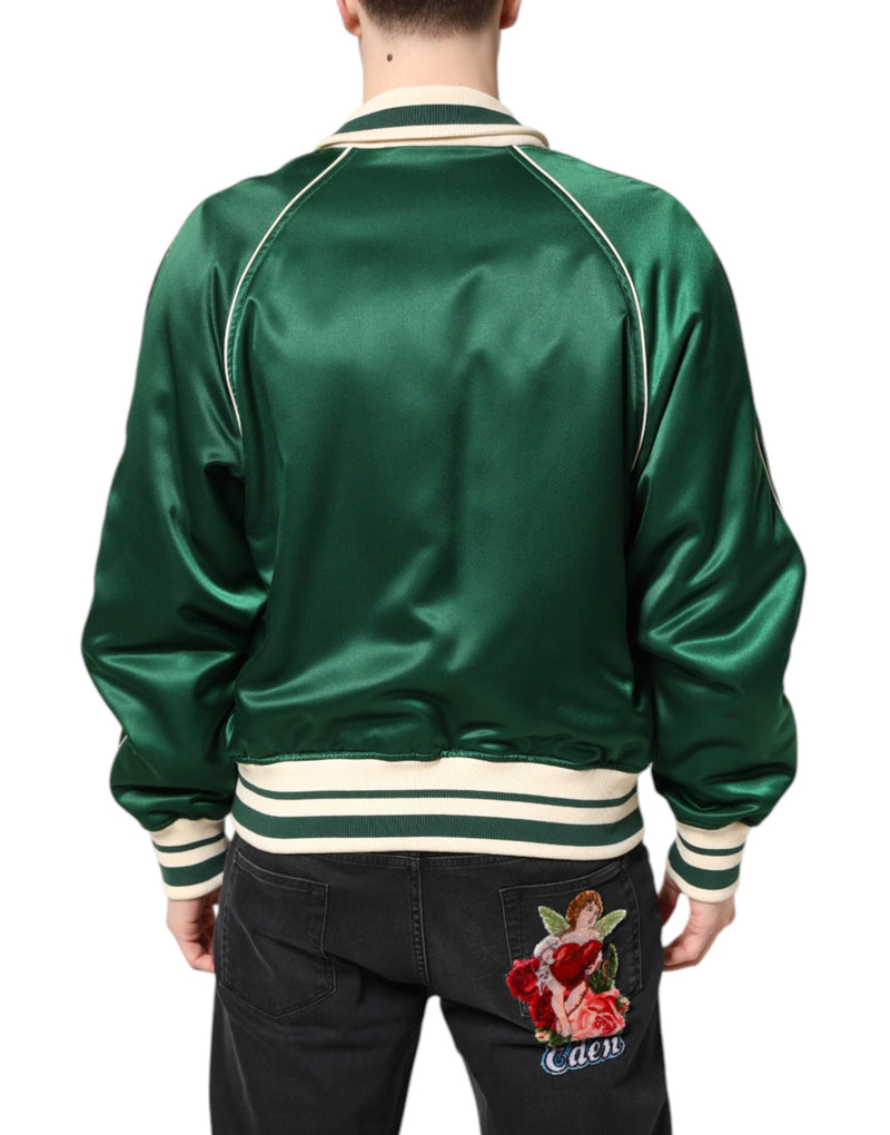 Dolce & Gabbana groene bloemenprint bomberjack met DG-logo en ritssluiting