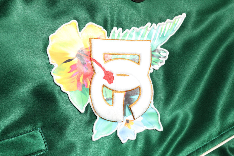 Dolce & Gabbana groene bloemenprint bomberjack met DG-logo en ritssluiting