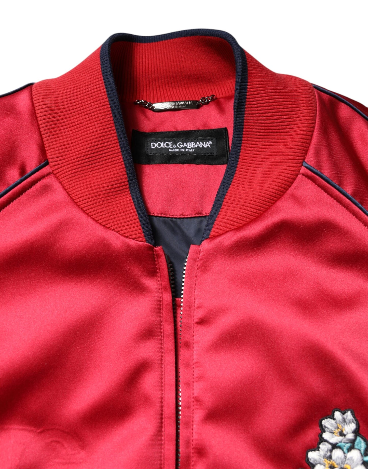 Bomber Jacket à Fermeture Éclair pour Homme Dolce & Gabbana Rouge avec Motifs Floraux