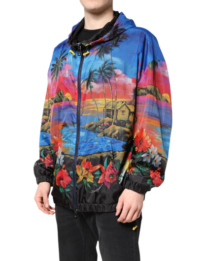 Dolce & Gabbana Windbreakerjack met capuchon en multicolor print