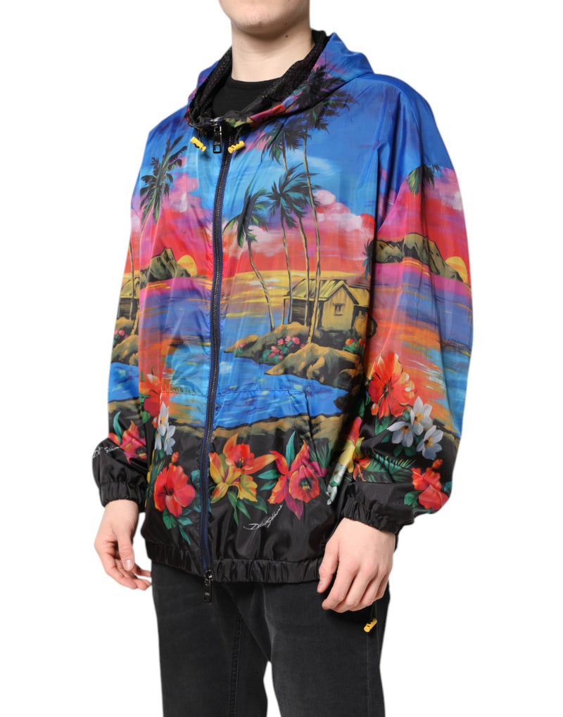 Veste coupe-vent à capuche Dolce & Gabbana à imprimé multicolore