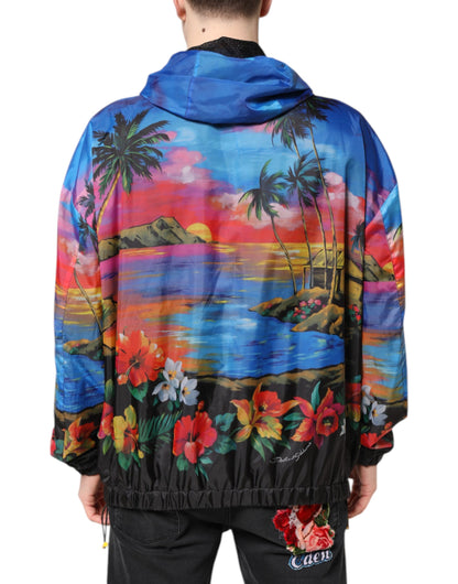 Dolce & Gabbana Windbreakerjack met capuchon en multicolor print