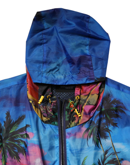 Dolce & Gabbana Windbreakerjack met capuchon en multicolor print