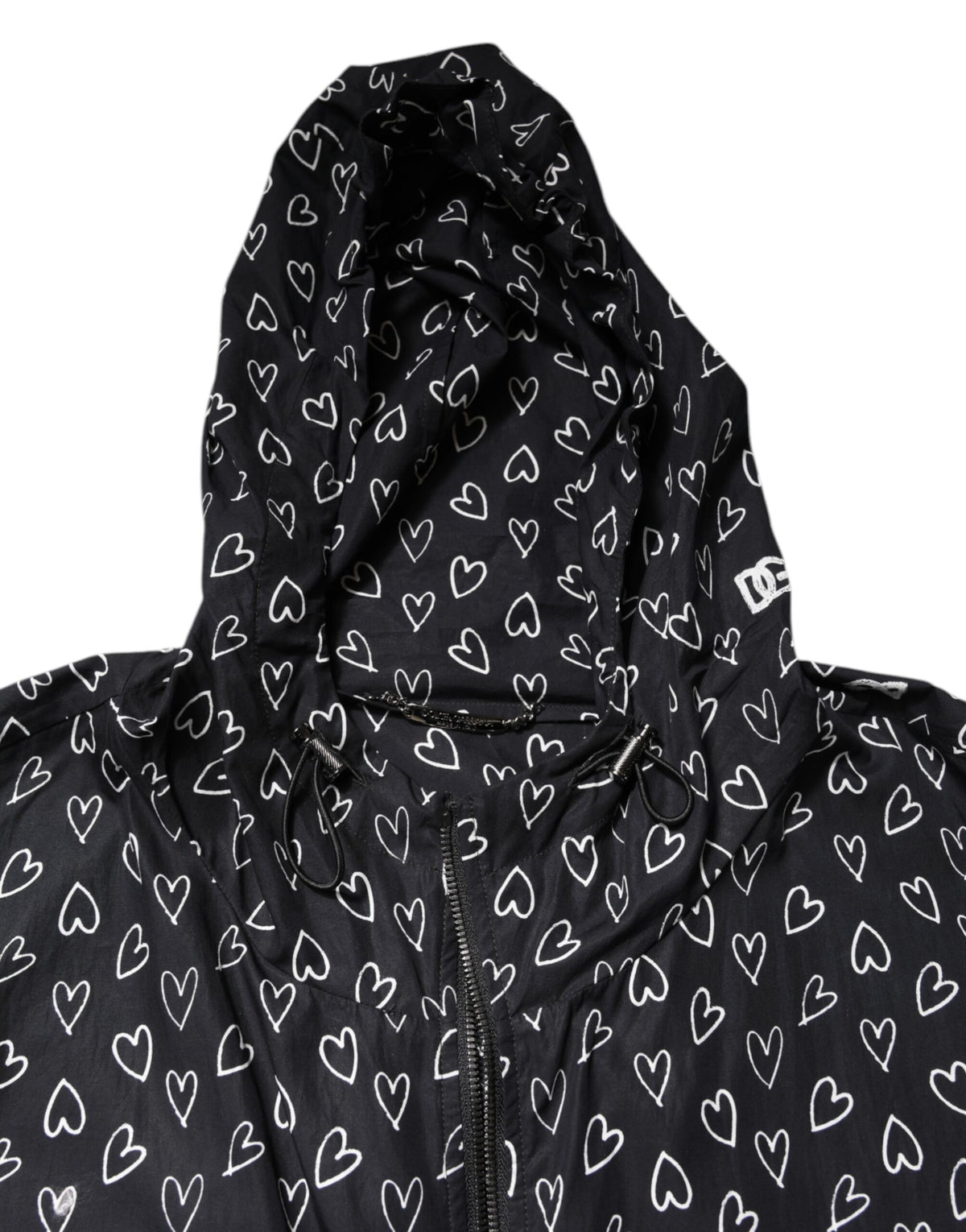 Veste coupe-vent à capuche Dolce & Gabbana avec imprimé cœur noir