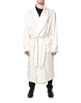 Dolce & Gabbana Manteau en Soie Écru avec Logo pour Hommes