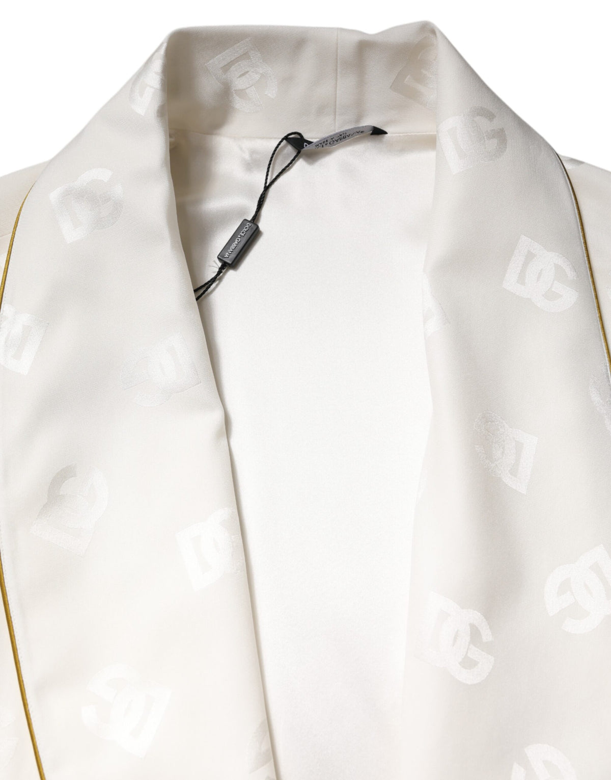 Dolce & Gabbana Manteau en Soie Écru avec Logo pour Hommes