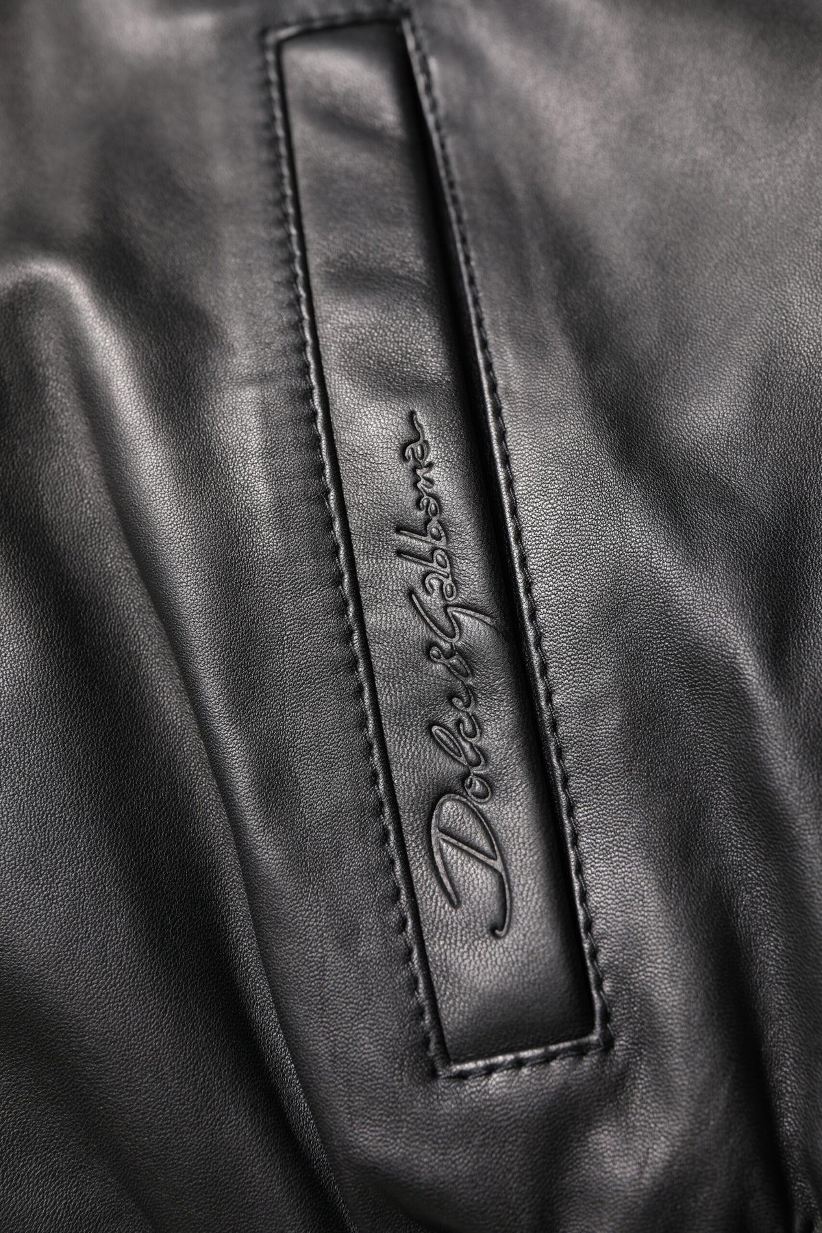 Veste motard en cuir d'agneau noir à fermeture éclair intégrale de Dolce & Gabbana