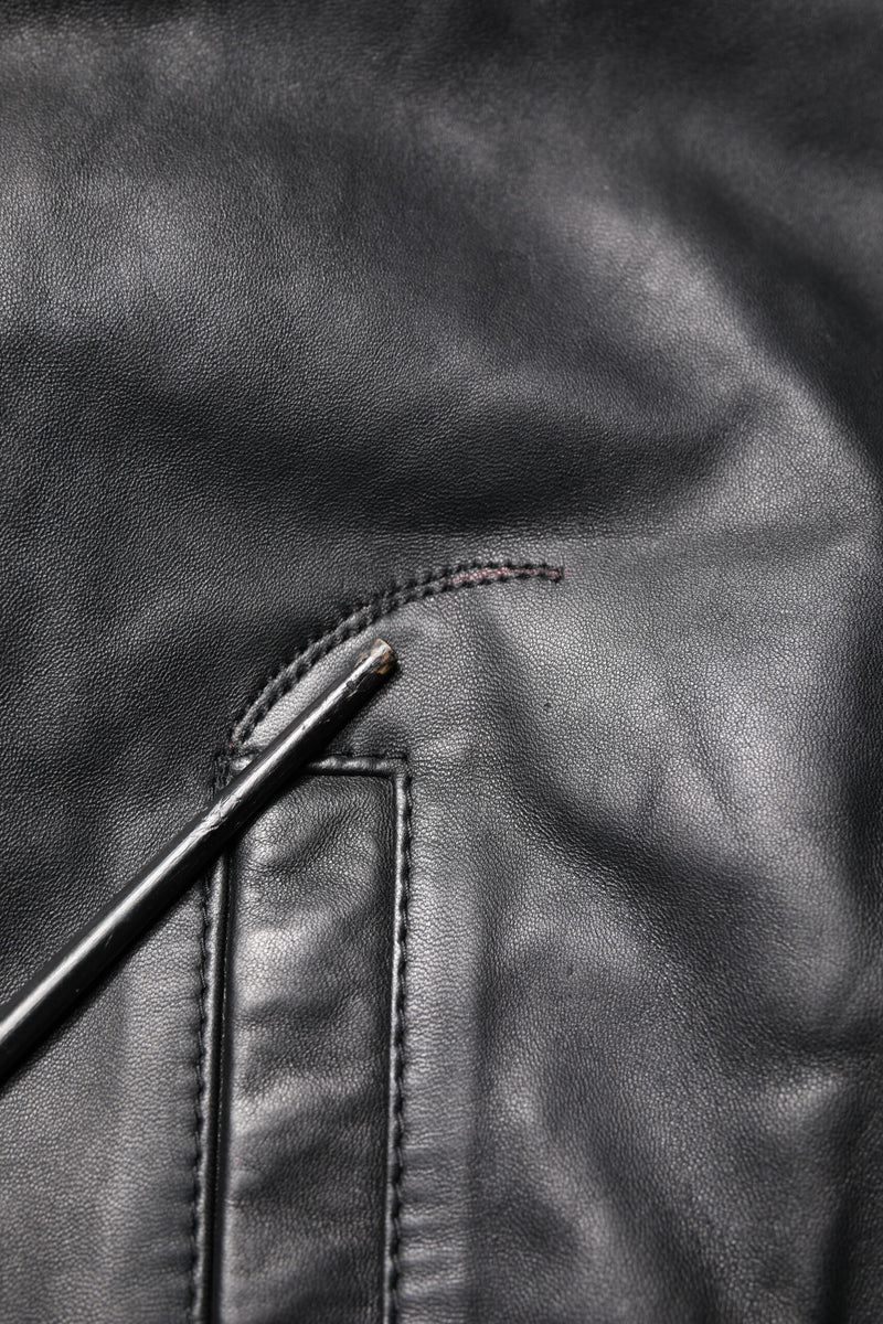 Veste motard en cuir d'agneau noir à fermeture éclair intégrale de Dolce & Gabbana