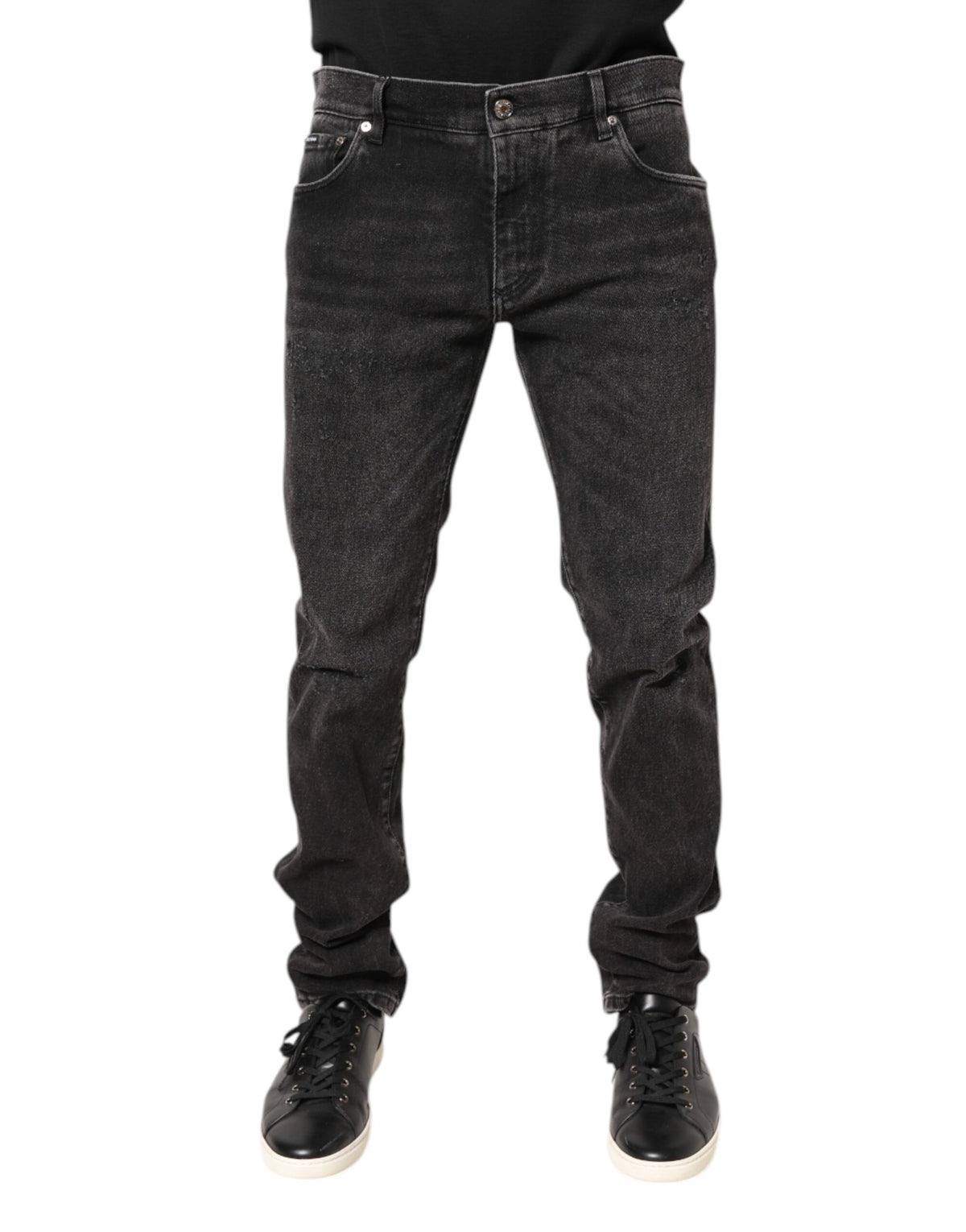 Jeans skinny en coton délavé gris de Dolce &amp; Gabbana