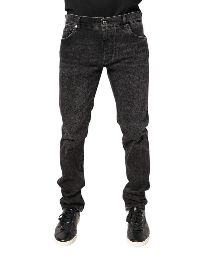 Jeans skinny en coton délavé gris de Dolce &amp; Gabbana
