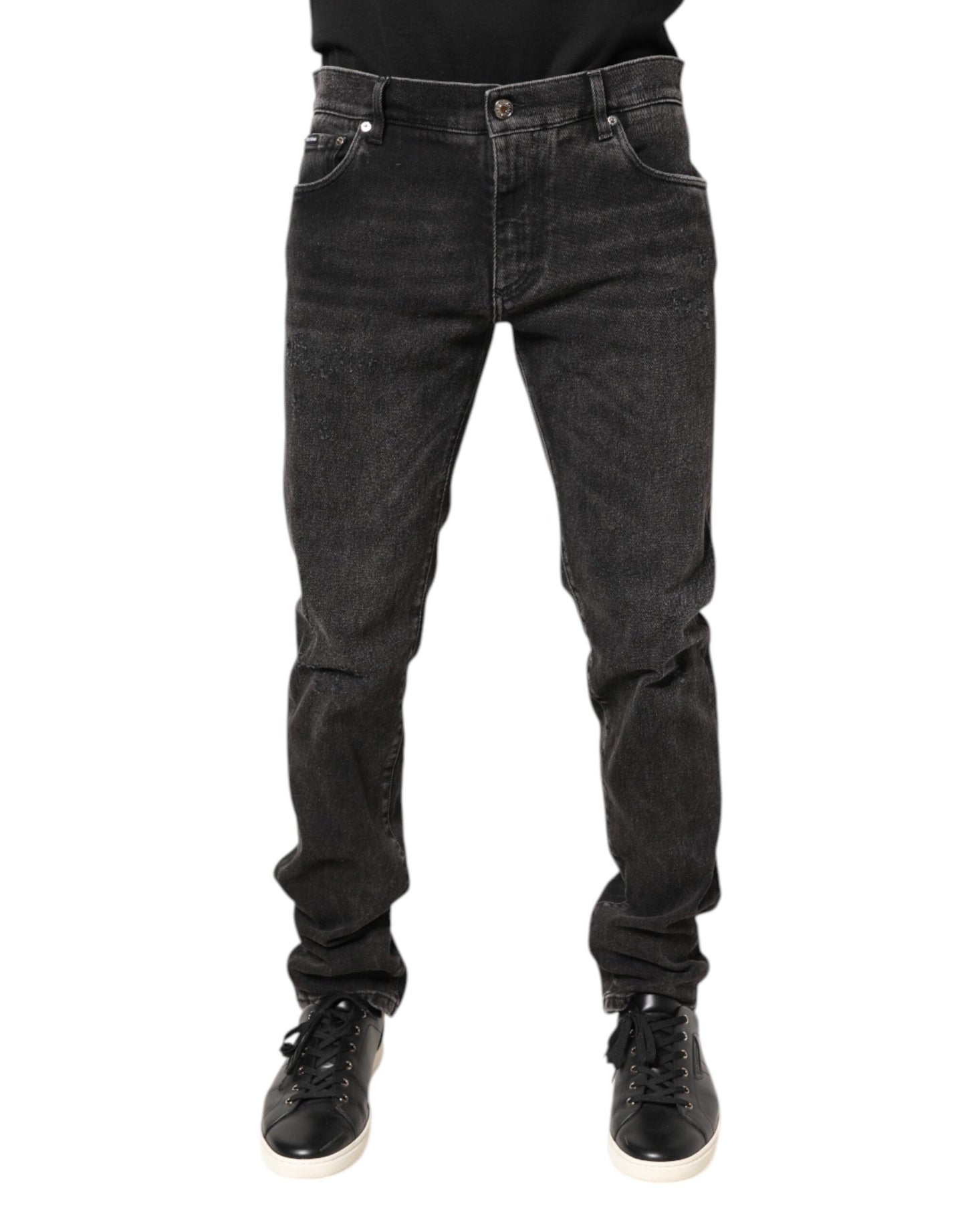 Jeans skinny en coton délavé gris de Dolce &amp; Gabbana